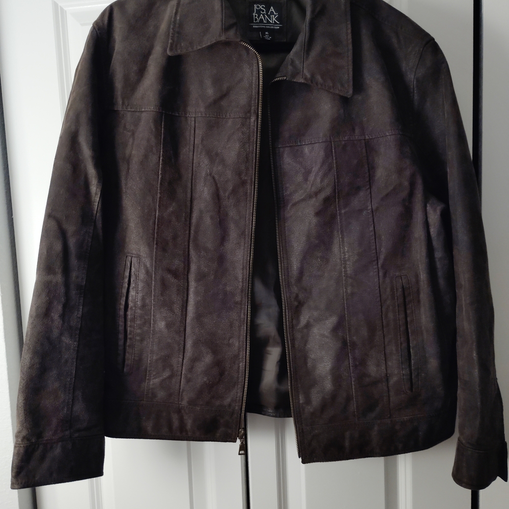 Jos. A. Bank Dark Brown Suede Bomber Jacket